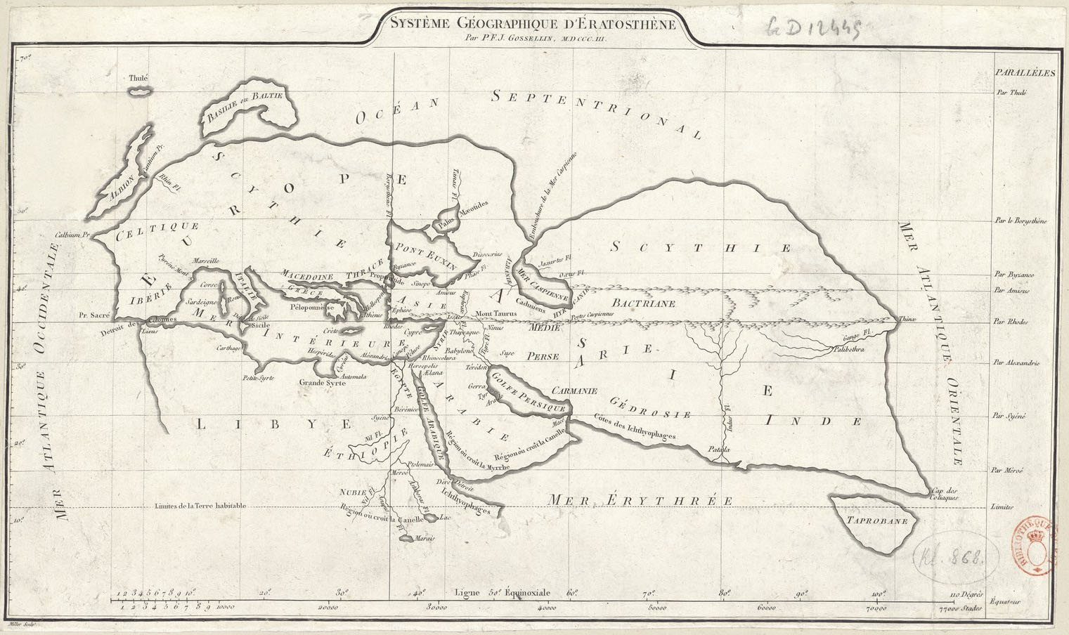Figure 2. – Système géographique d’Eratosthène par Gosselin, 1803