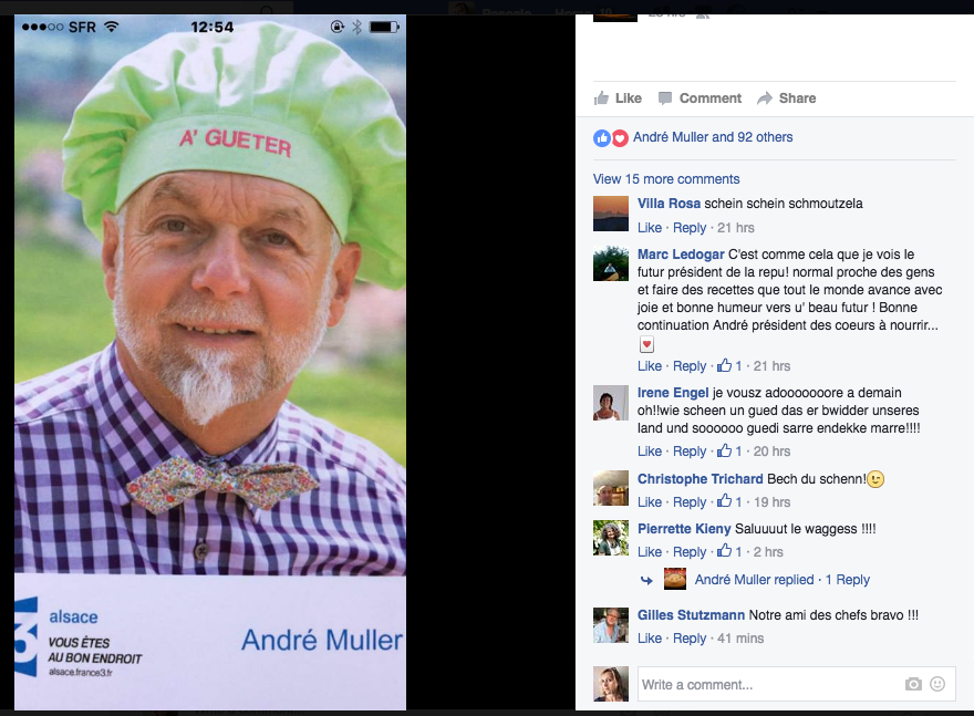 Figure 3 – Capture d’écran Facebook® – Page personnelle d’André Muller (septembre 2016)