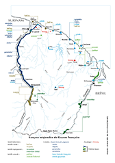 Carte 1 : Représentation traditionnelle des territoires et zones linguistiques des langues de Guyane