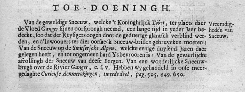 Ill. 1: Addition by De Vries on places in the world presenting enormous amounts of snow, with a reference to his own work