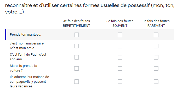 Figure 1 : Exemple issu du questionnaire