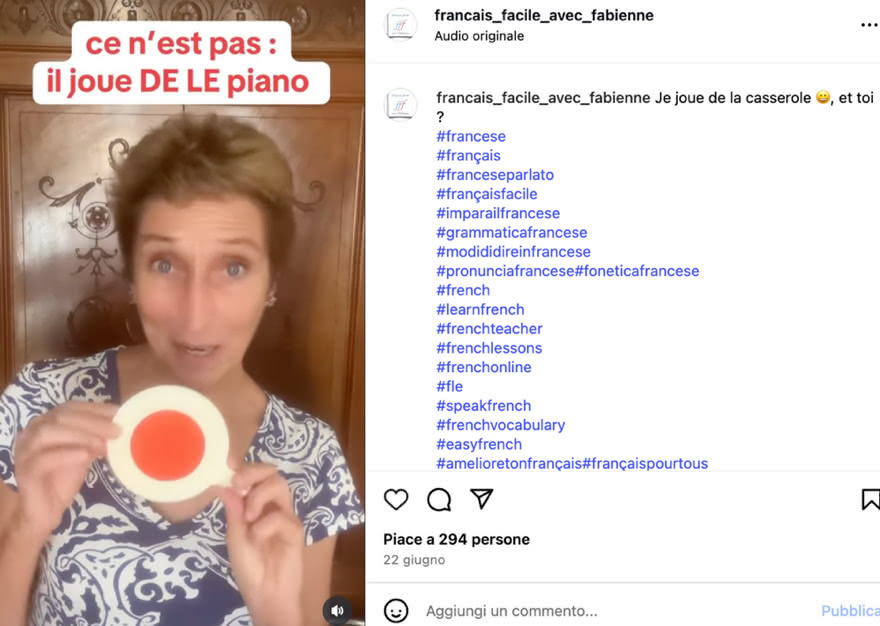 Figure 3 : Exemple de capsule grammaticale sur le compte @francais_facile_avec_fabienne (vidéo publiée le 22 juin 2025)