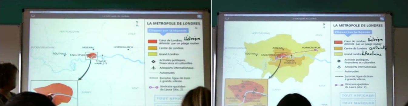 Figure 1 : Captations photographiques d’une carte schématisée en cours de géographie