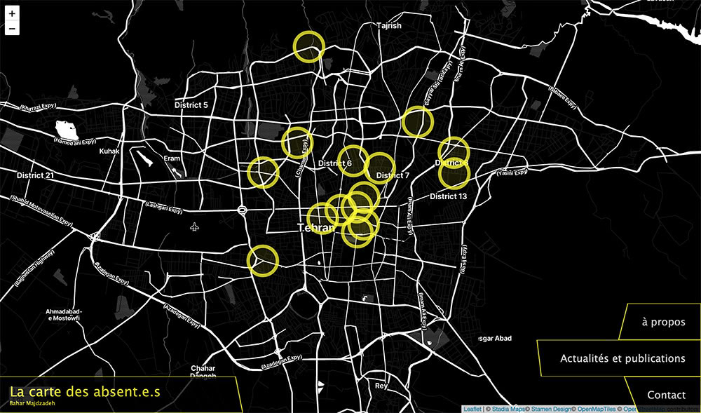 Fig. 1. The map of the absentees. Bahar Majdzadeh, The map of the absentees, 2022