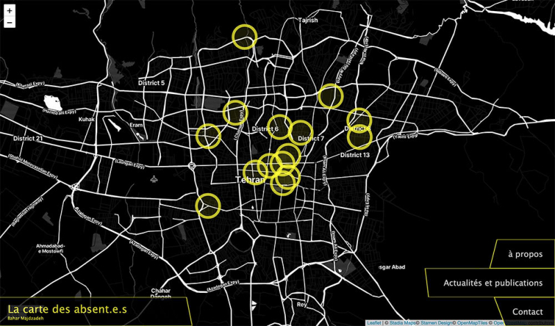 Fig. 1. The map of the absentees. Bahar Majdzadeh, The map of the absentees, 2022