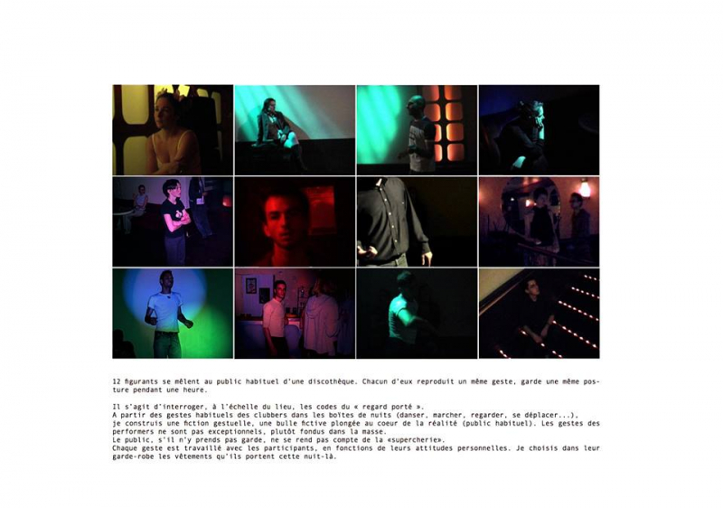 Images et descriptions des actions menées dans la performance Too Night de Carole Douillard