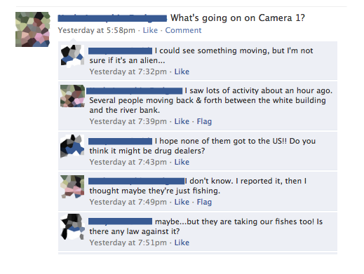 Capture d’écran de la première intervention de l’artiste en tant que « border watcher », 2010