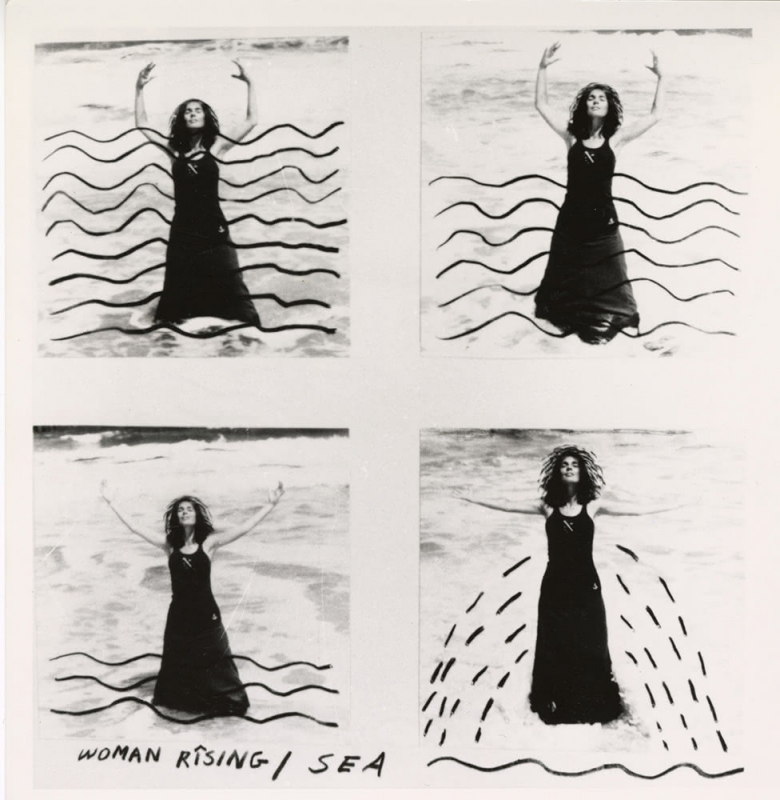 Fig.1 : Mary Beth Edelson, Woman Rising/Sea, 1973-1974, série photographique