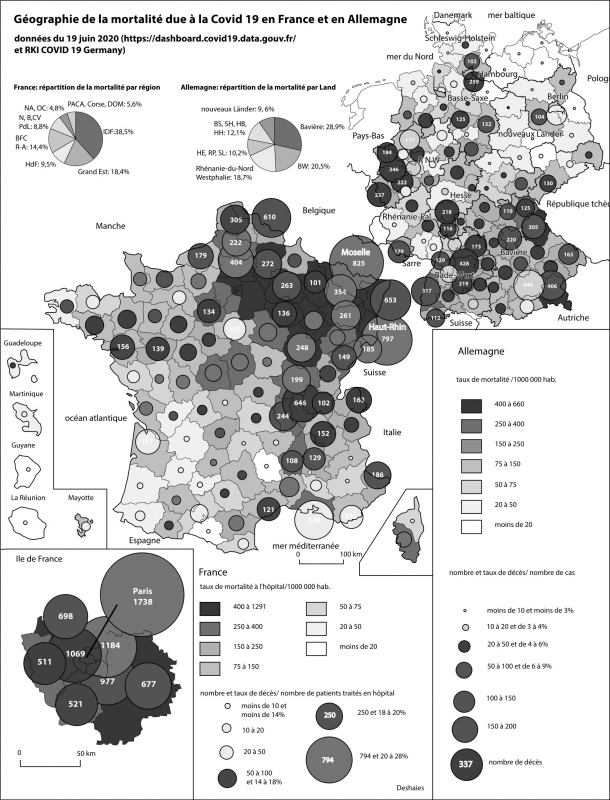 Fig. 1. Géographie de la mortalité due à la Covid-19 en France et en Allemagne39