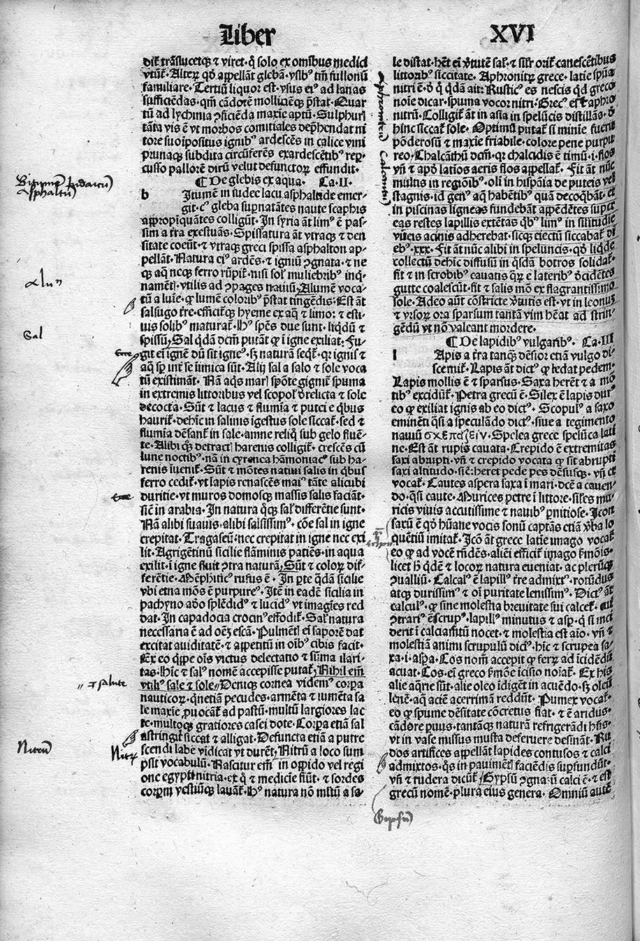 Isidore de Séville, Étymologies, Livre XVI, Bâle, impr. Michael Furter, 1489 (Zurich, Collection de C.G. Jung).