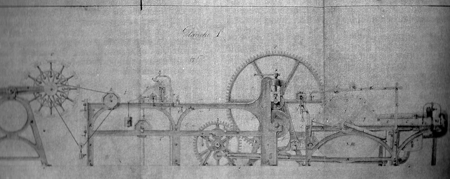 Machine à papier de J. Zuber &amp; Cie, détail de la planche jointe au brevet d’invention.