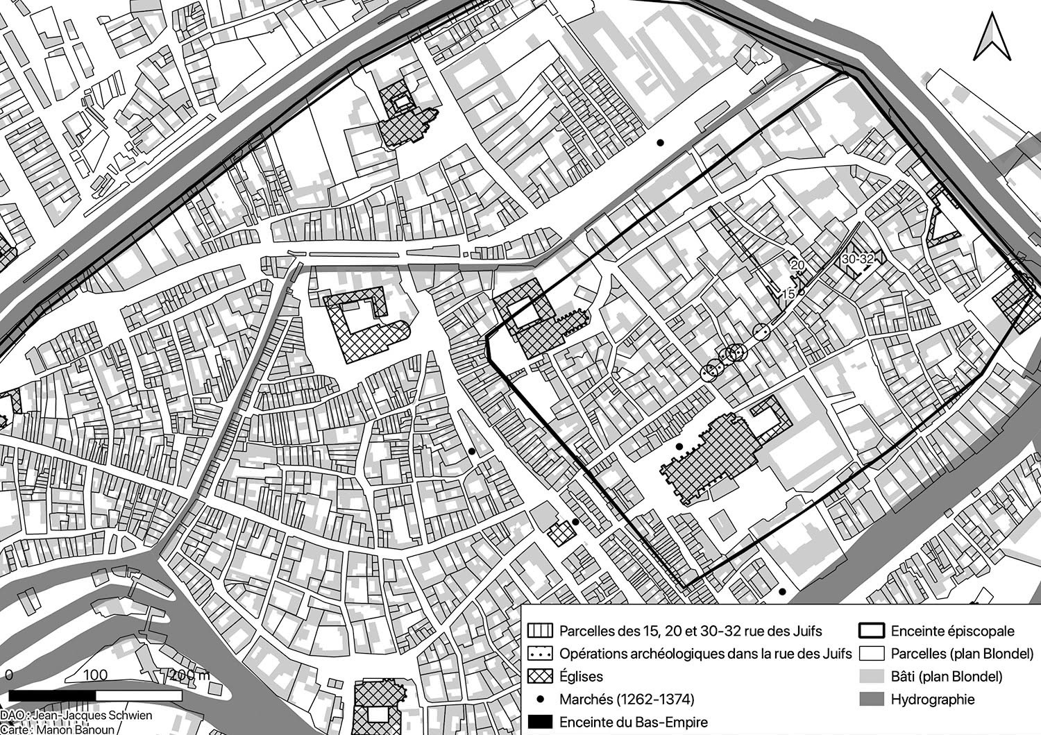 Fig. 1 : le quartier juif médiéval de Strasbourg et son contexte