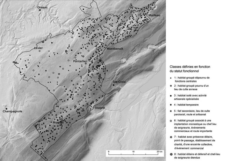 Figure 6 : L’habitat des xvie-xviiie siècles en Jura central, typologie des points de peuplement