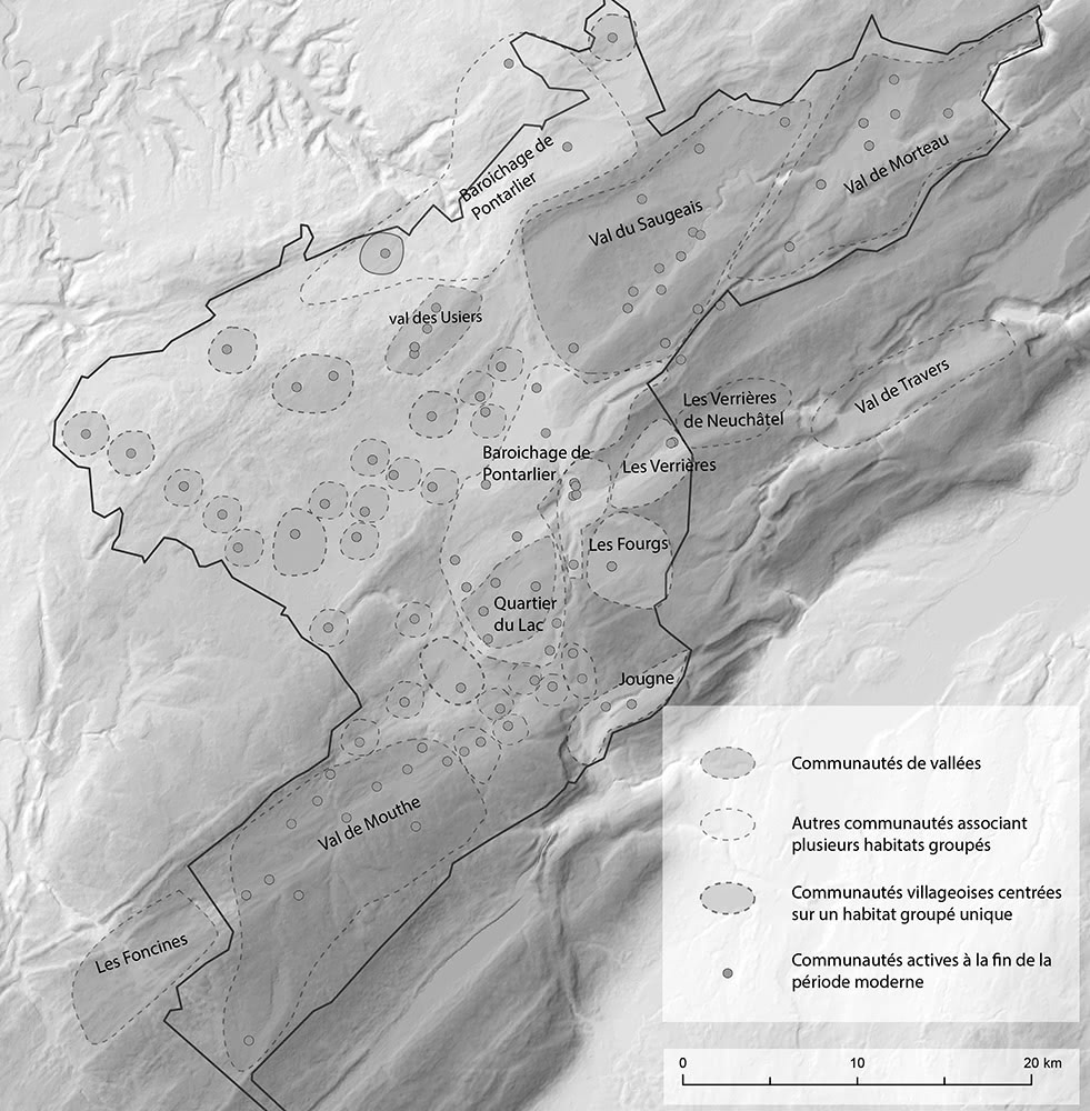 Figure 8 : Les communautés paysannes et leurs territoires à la fin du Moyen Âge en Jura central