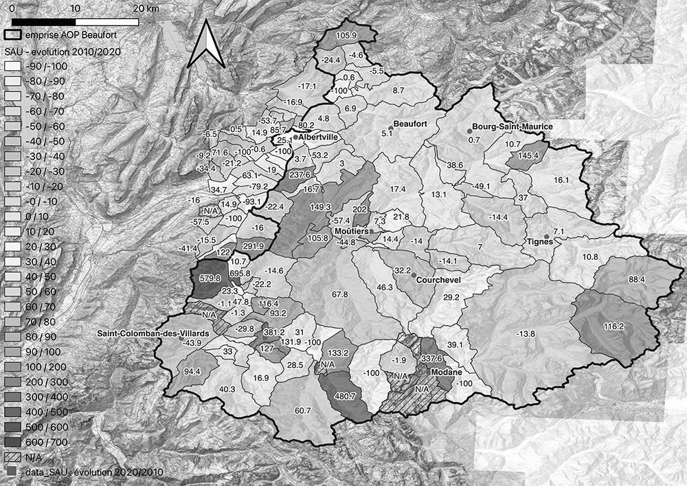Figure 2 : Évolution de la surface agricole utile (SAU) en hectare (ha) entre 2010 et 2020
