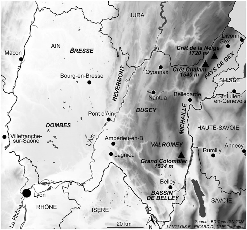 Figure 1 : Le Jura méridional, localisation