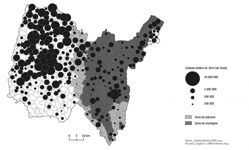 Figure 3 : La production laitière dans le département de l’Ain en 2014