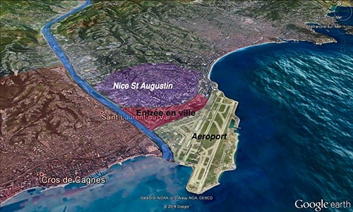 Fig. 3 : L’entrée en ville ouest de la ville de Nice, Google Earth